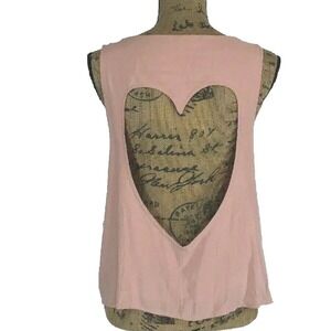 NWT Haute Society Nordstrom Unique Top Heart Cut Out Tank Med Swing Dusty Pink